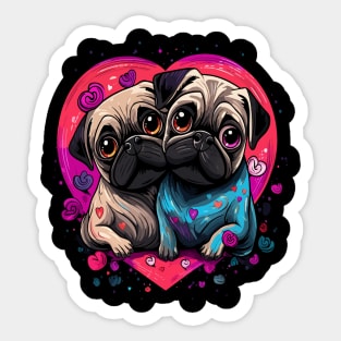Pug Couple Valentine Sticker